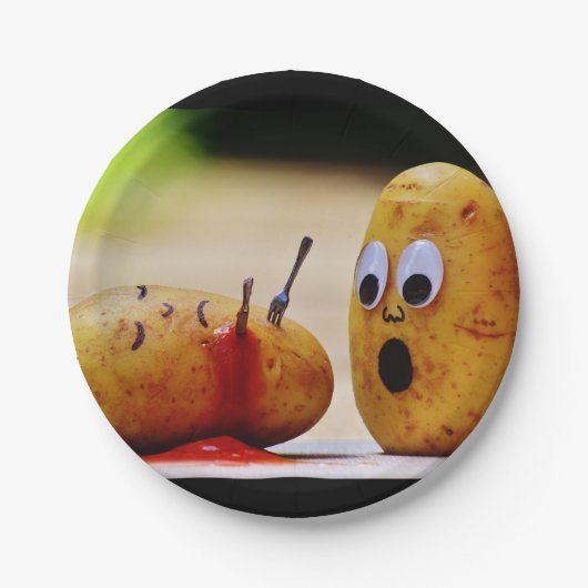 Aardappelen Ketchup Murder Blood Funny Paper Borde Papieren Bordje (Voorkant)