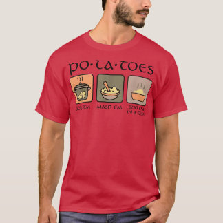 Aardappelen koken EM Mash EM Stick EM in een stoof T-shirt