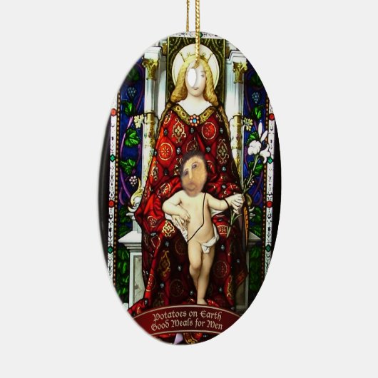 "Aardappelen op Aarde" Aardappelboom Jezus Ornamen Keramisch Ornament (Rechts)