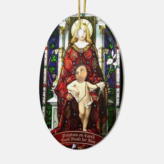 "Aardappelen op Aarde" Aardappelboom Jezus Ornamen Keramisch Ornament (Links)