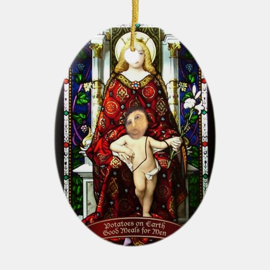 "Aardappelen op Aarde" Aardappelboom Jezus Ornamen Keramisch Ornament (Voorkant)