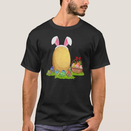 Aardappelpaasjacht Bunny Potato Easter Sund T-shirt (Voorkant)