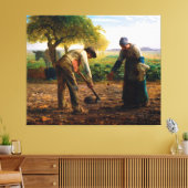 Aardappelplanten van Jean-François Millet (1861) Canvas Afdruk (Insitu (Woonkamer))
