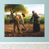 Aardappelplanten van Jean-François Millet (1861) Canvas Afdruk (Insitu (Houten vloer))