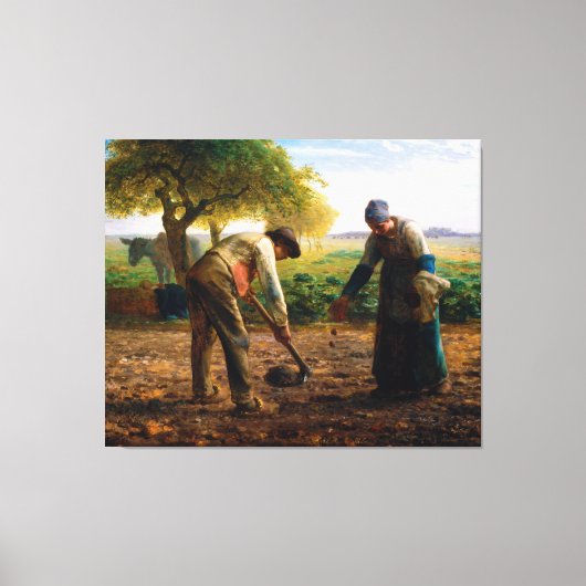 Aardappelplanten van Jean-François Millet (1861) Canvas Afdruk (Voorkant)