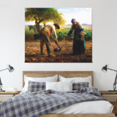 Aardappelplanten van Jean-François Millet (1861) Canvas Afdruk (Insitu (Slaapkamer))