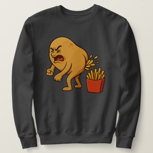 Aardappelpoepende frieten l Grappige frieten Trui (Design voorkant)