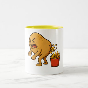 Aardappelpoepende frieten l Grappige frieten Tweekleurige Koffiemok