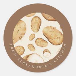 Aardappelpudden | uit de keuken van ronde sticker