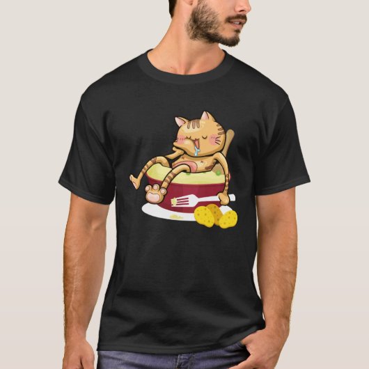 Aardappelpuree Katten Kerstmaal T-shirt (Voorkant)