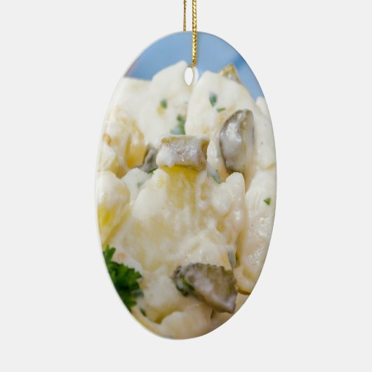 Aardappelsalade met worst en mosterd keramisch ornament (Rechts)