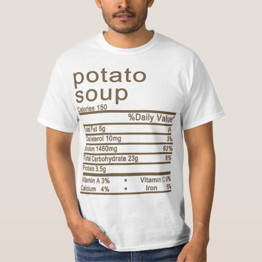 aardappelsoep Voedingsfeiten label T-shirt (Voorkant)