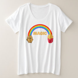 Aardappeltransformatie op chips met een regenboog grote maat t-shirt