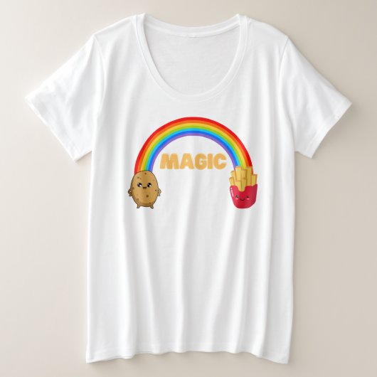 Aardappeltransformatie op chips met een regenboog grote maat t-shirt (Design voorkant)