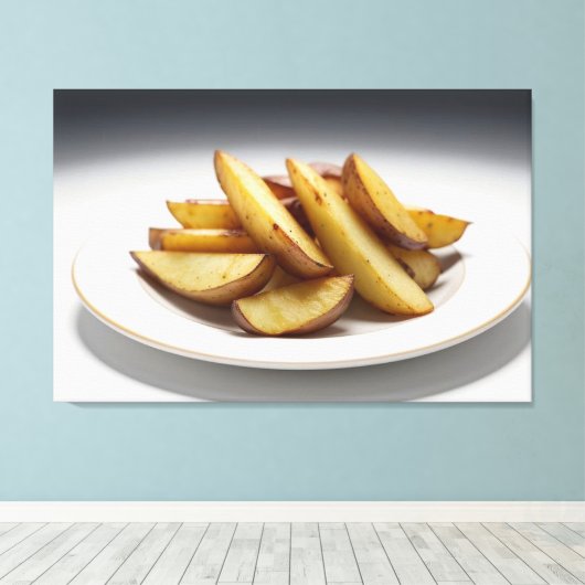 Aardappelwiggen op een Bord Canvas Afdruk (Insitu (Houten vloer))