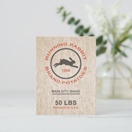  aardappelzak briefkaart (Staand voorkant)