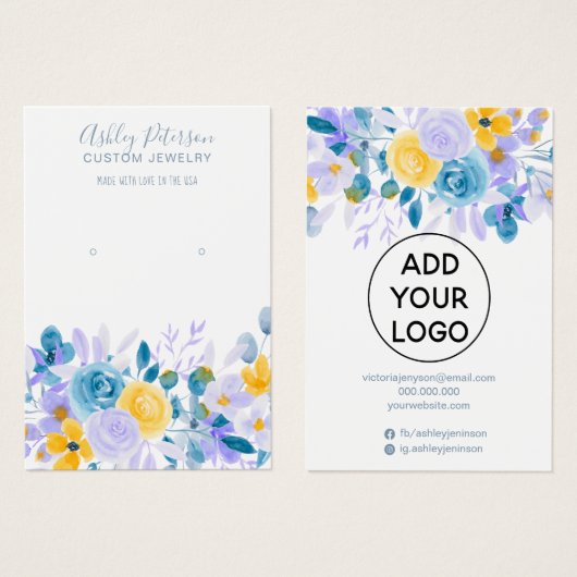 Aardbedekking met lavendel florale waterverf visitekaartje (Voorkant /achterkant)