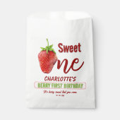 Aardbei 1 eerste verjaardag bedankzakje (Voorkant)