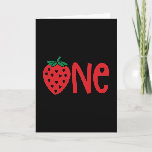 Aardbei 1 eerste verjaardag kaart (Voorkant)