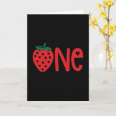 Aardbei 1 eerste verjaardag kaart (Gele Bloem)