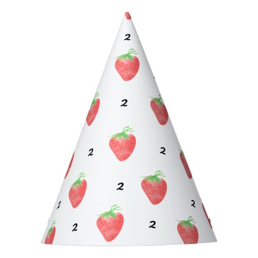 Aardbei 1e 2e 3e 4e 5e 6e verjaardag meisje feesthoedjes (Voorkant)