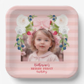 Aardbei 1e Berry Sweet Verjaardag Welkomstbord Papieren Bordje (Voorkant)