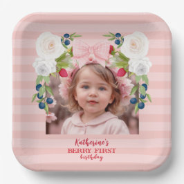 Aardbei 1e Berry Sweet Verjaardag Welkomstbord Papieren Bordje