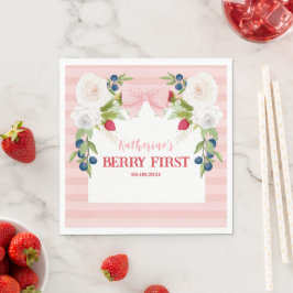Aardbei 1e Berry Sweet Verjaardag Welkomstbord Servet