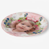 Aardbei 1e bessen zoete verjaardag foto papieren bordje (Gekanteld)