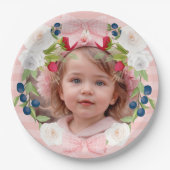 Aardbei 1e bessen zoete verjaardag foto papieren bordje (Voorkant)