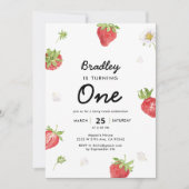 Aardbei 1e Meisje Bes Eerste Verjaardag Kaart (Voorkant)