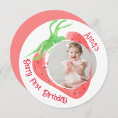 Aardbei 1e Schattigee Berry Verjaardag Foto Kaart (Voorkant / Achterkant)