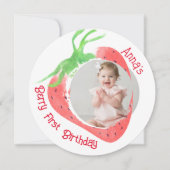 Aardbei 1e Schattigee Berry Verjaardag Foto Kaart (Voorkant)