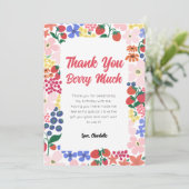 Aardbei 1e verjaardag bedankje bedankkaart (Staand voorkant)