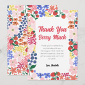 Aardbei 1e verjaardag bedankje bedankkaart (Voorkant / Achterkant)