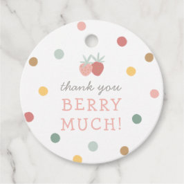 Aardbei 1e verjaardag bedankjes labels