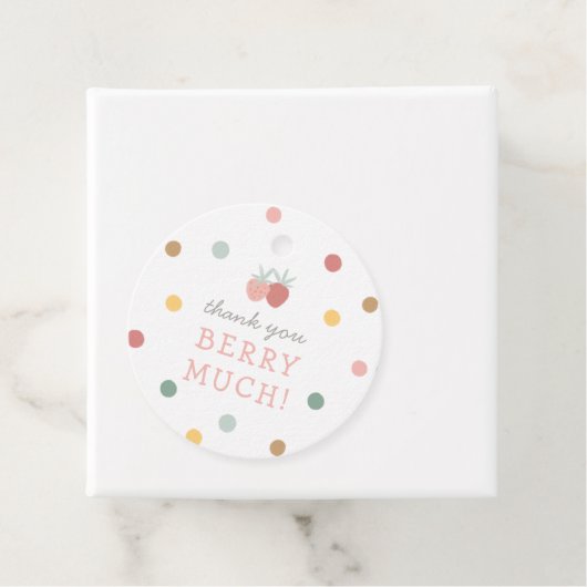 Aardbei 1e verjaardag bedankjes labels (In situ)