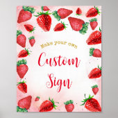 Aardbei 1e Verjaardag Berry Eerste Aangepast teken Poster (Voorkant)