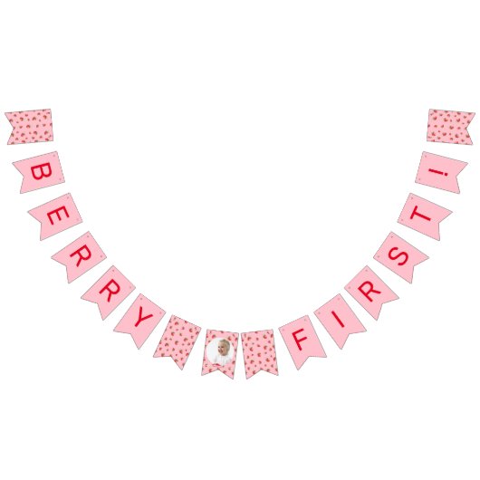 Aardbei 1e Verjaardag Berry Eerste Foto Vlaggetjes (Alle)