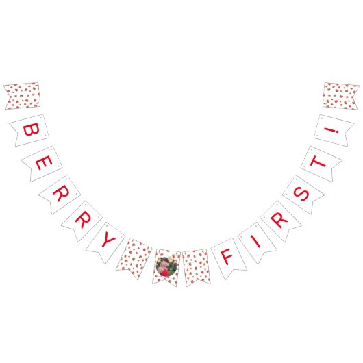 Aardbei 1e Verjaardag Berry Eerste Foto Vlaggetjes (Alle)