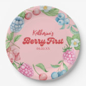 Aardbei 1e verjaardag Berry eerste meisje verjaard Papieren Bordje (Voorkant)