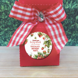 Aardbei 1e Verjaardag Berry Eerste uitnodiging Ronde Sticker