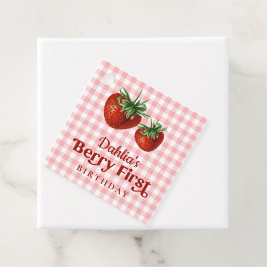 Aardbei 1e verjaardag Berry Eerste Verjaardag Bedankjes Labels (In situ)