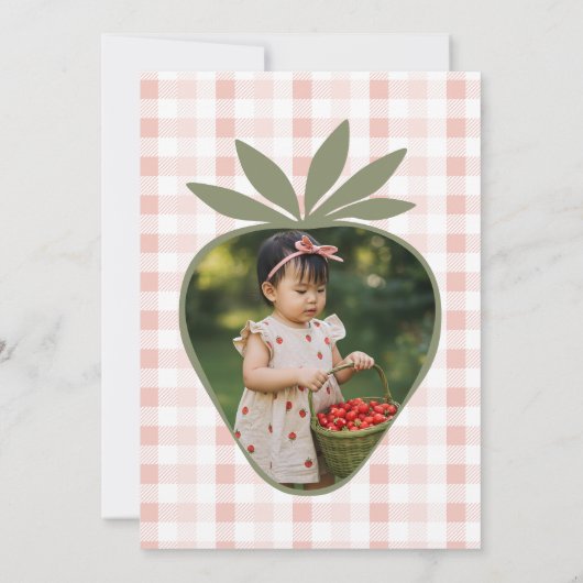 Aardbei 1e verjaardag Berry Eerste verjaardag Foto Kaart (Achterkant)