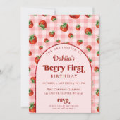 Aardbei 1e verjaardag Berry Eerste Verjaardag Kaart (Voorkant)