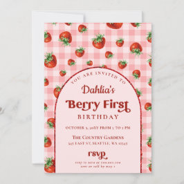 Aardbei 1e verjaardag Berry Eerste Verjaardag Kaart