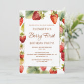 Aardbei 1e verjaardag Berry Eerste Verjaardag Kaart (Staand voorkant)