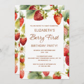 Aardbei 1e verjaardag Berry Eerste Verjaardag Kaart (Voorkant / Achterkant)