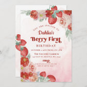 Aardbei 1e verjaardag Berry Eerste Verjaardag Kaart (Voorkant / Achterkant)
