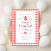 Aardbei 1e verjaardag Berry Eerste Verjaardag Kaart